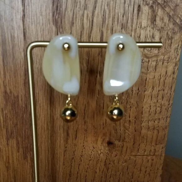 NWOT J Crew Acetate Stone Drop Earrings Ivory Gold tone Earrings - Picture 6 of 7